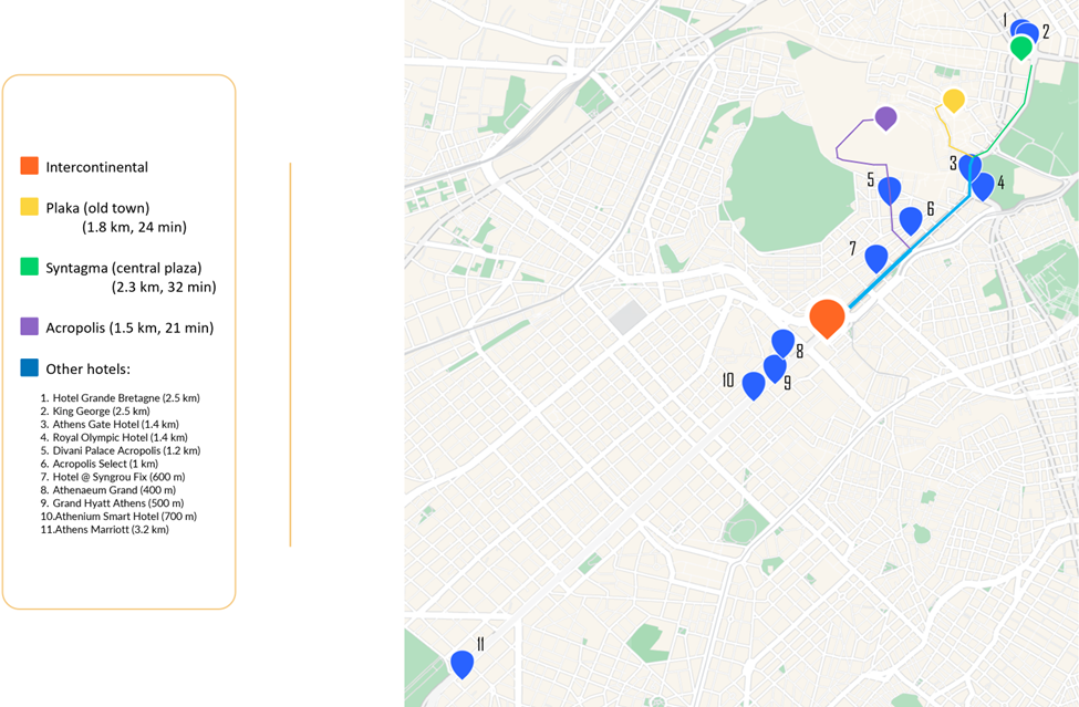 Map with sights and hotels