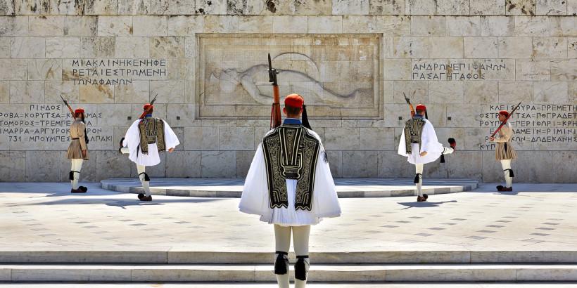 Evzones at changing of the guard ceremony 